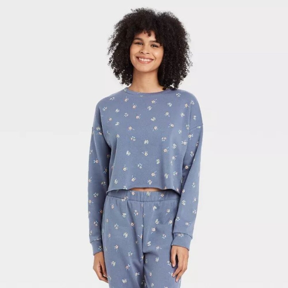 Women's Floral Print Fleece Lounge Sweatshirt